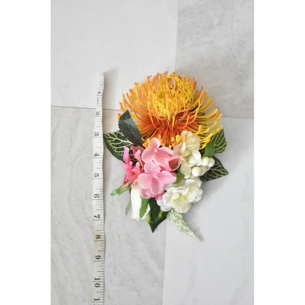 Handmade Floral Hair Clip Women OS Orange Pink Tropical Protea Accessory